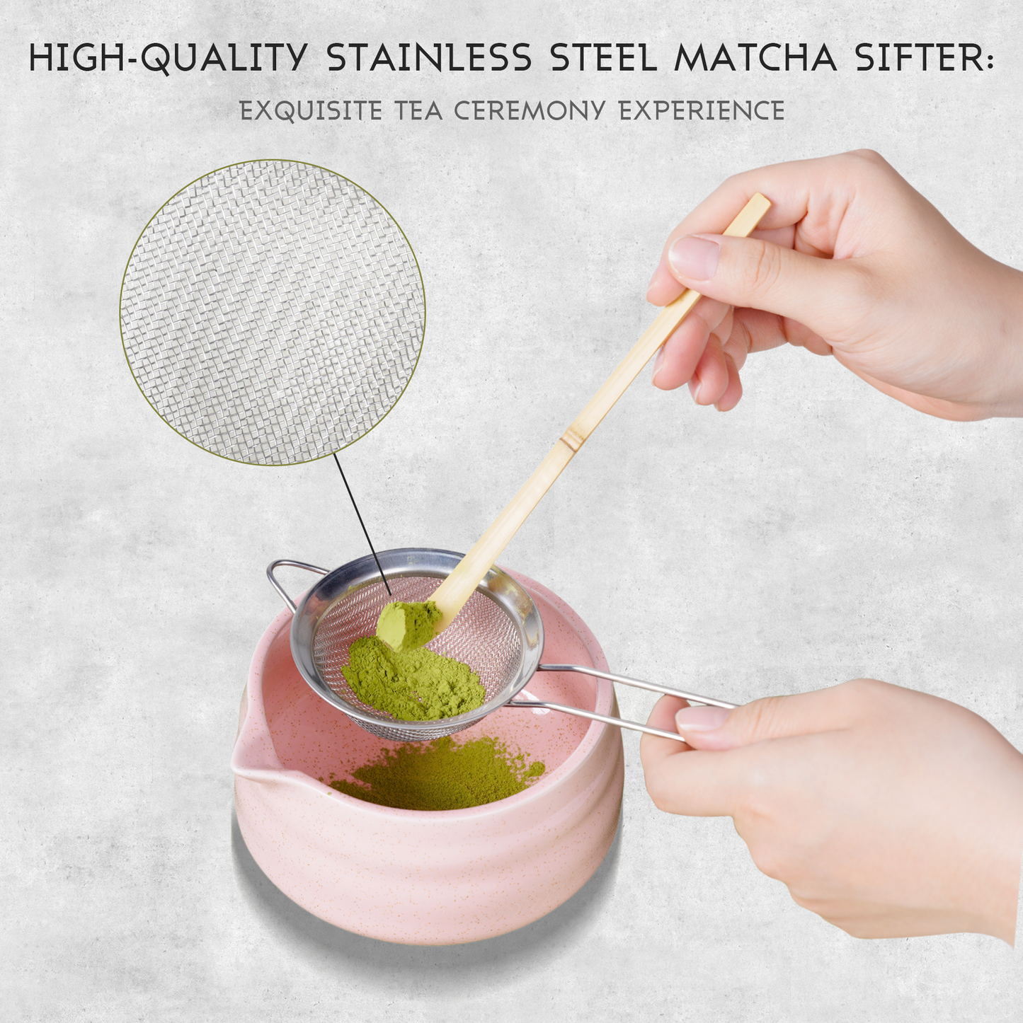 Pink Matcha Set, 8 Pcs Premium Matcha Whisk Set with Porcelain Sakura Tea Cup, Matcha Bowl, Whisk and Holder, Bamboo Scoop, Scoop Rest, Sifter, Tea Mat - Gift for Matcha Lover