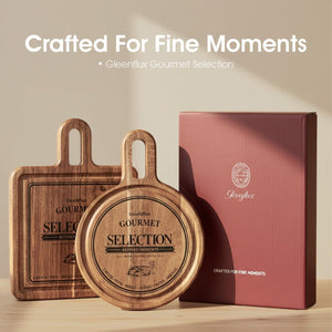 Acacia Cheese Board and Small Cutting Board Set with Groove, Round & Square Wooden Charcuterie Serving Boards for Cheese, Meat, Bread, Fruit – Kitchen & Gift Set