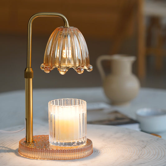 Candle Warmer Lamp with Timer Dimmer Adjustable Height - Wax Melt Warmer for Scented Jar Candle, Amber Base Housewarming Gift for New Home Decor, Aromatherapy Vintage Birthday Gifts for Women Friend