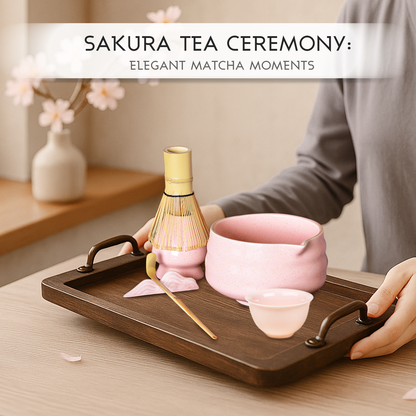 Pink Matcha Set, 8 Pcs Premium Matcha Whisk Set with Porcelain Sakura Tea Cup, Matcha Bowl, Whisk and Holder, Bamboo Scoop, Scoop Rest, Sifter, Tea Mat - Gift for Matcha Lover