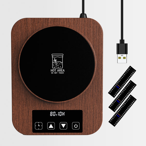 Sourdough Starter Warmer 2025 with Precise 1°F Control (70–100°F), 4.3" Sourdough Warmer, 12H Auto Timer, USB Powered Fermentation Mat for Sourdough Jar, Essentials for Home Bread Baking, Wood Grain