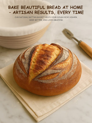 Sourdough Bread Baking Kit with 2 Pack 9" Round Banneton Proofing Baskets, Bread Baking Supplies with Cotton Liner, 430 Scraper, 304 Lame, Dough Whisk, Sourdough Starter Kit Gift