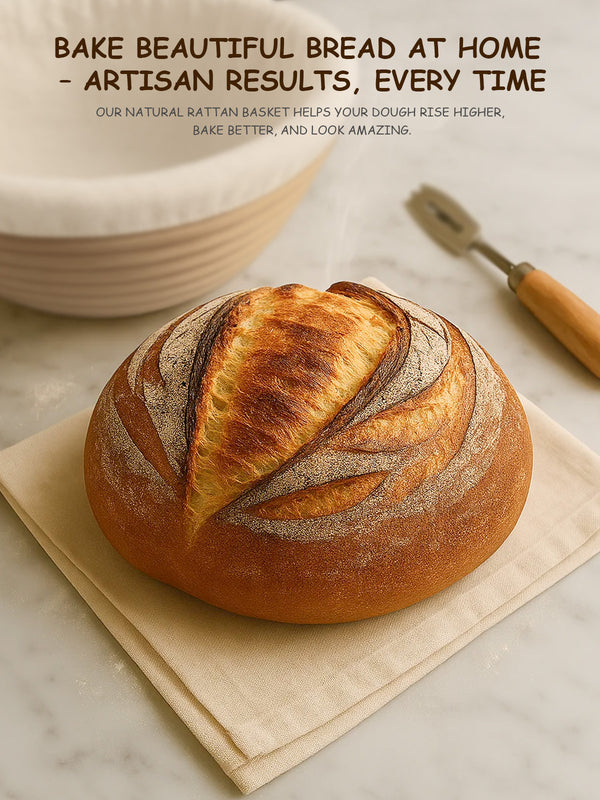 Sourdough Bread Baking Kit with 2 Pack 9" Round Banneton Proofing Baskets, Bread Baking Supplies with Cotton Liner, 430 Scraper, 304 Lame, Dough Whisk, Sourdough Starter Kit Gift