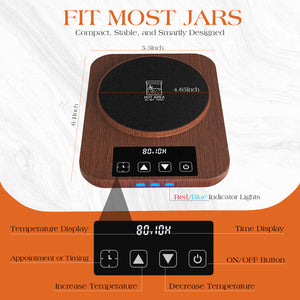 Sourdough Starter Warmer 2025 with Precise 1°F Control (70–100°F), 4.3" Sourdough Warmer, 12H Auto Timer, USB Powered Fermentation Mat for Sourdough Jar, Essentials for Home Bread Baking, Wood Grain